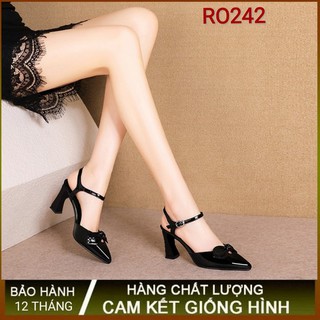 Giày cao gót nữ đẹp đế vuông 7p hàng hiệu rosata màu đen đẹp ro242