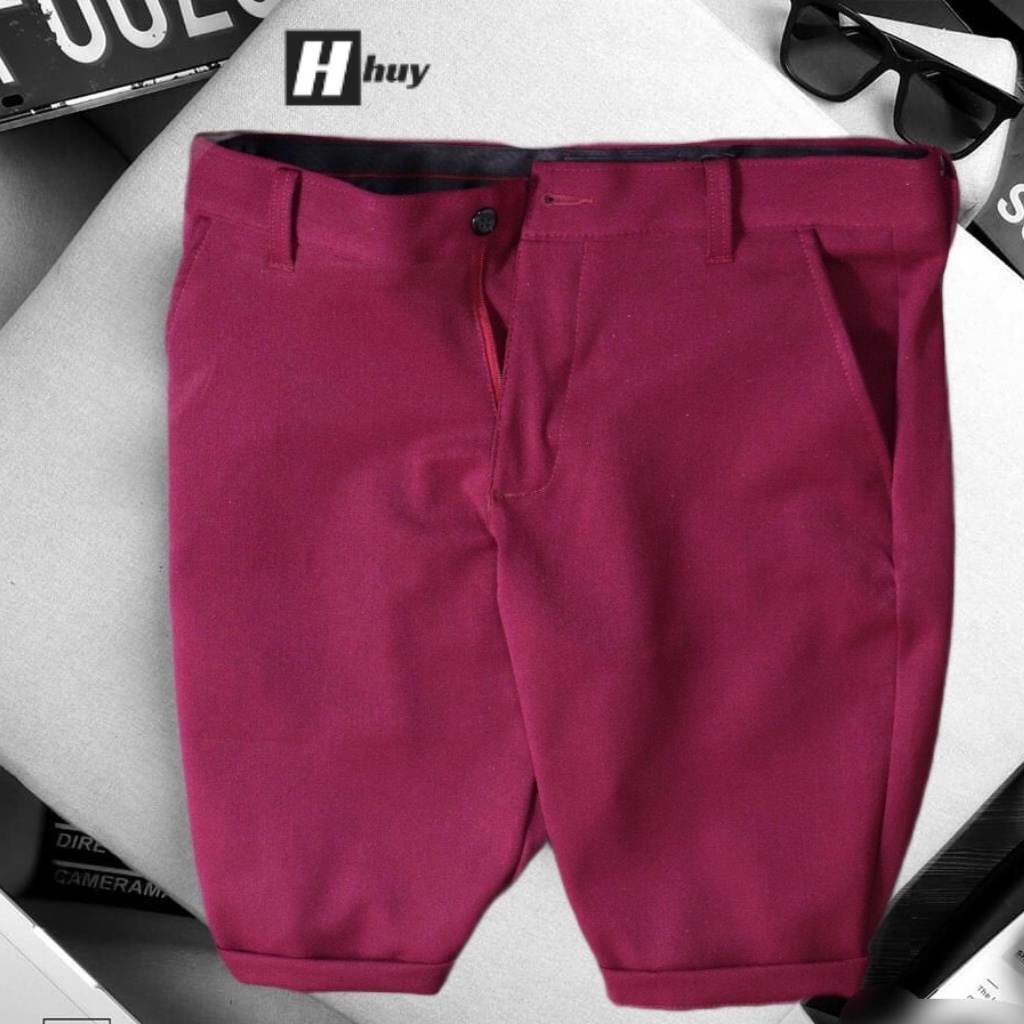 Quần short tây nam, khóa kéo, vải kate co giãn, kiểu dáng basic Hàn Quốc