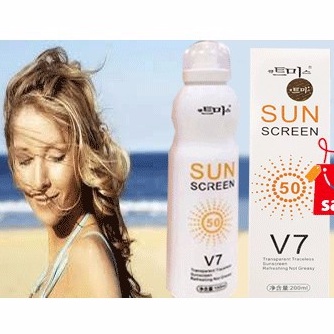 xịt chống nắng Sun Screen V7 nâng tone trắng da chống nước không bết dính kem chống nắng mặt body SPF50+ [𝐓𝐚̣̆𝐧𝐠 𝐦𝐚́𝐲]