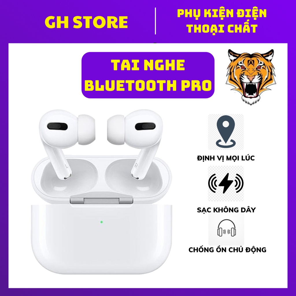 Tai nghe không dây Bluetooth bản PRO Hổ Vằn âm thanh hay pin trâu đầy đủ tính năng định vị, chống ồn chủ động GH Store