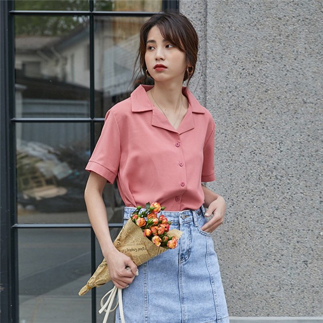 Áo Sơ Mi Nữ Tay Lửng Màu Sắc Thanh Lịch