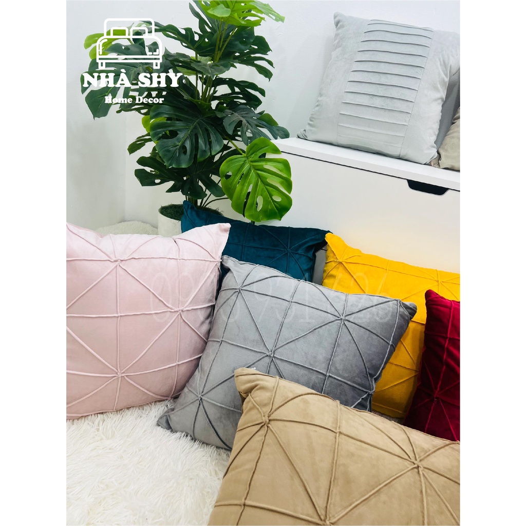 GỐI TỰA SOFA NỈ NHUNG HỌA TIẾT ZICZAC SIZE 45X45CM