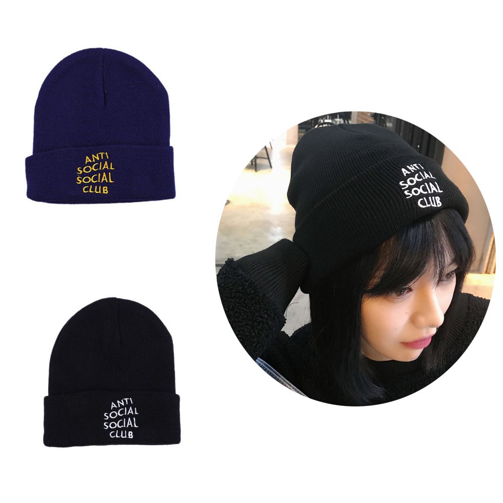 Mũ len dệt kim Unisex thêu chữ