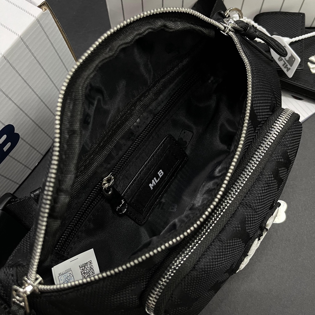 ✅ [ FELIX HÀNG 1:1 + CÓ VIDEO] Túi bao tử NY MLB Monogram Nylon Jacquard New York Yankees Black - ĐỦ MÀU | HÀNG CÓ SẴN