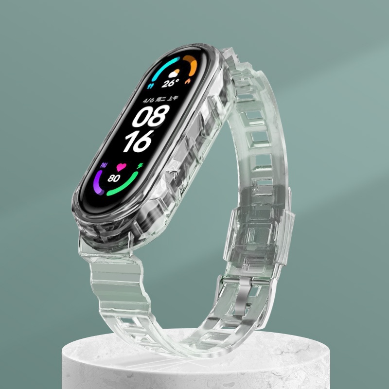 XIAOMI Dây Đeo Silicone Trong Suốt Cho Đồng Hồ Thể Thao Mi Band 7 6 5 4 3