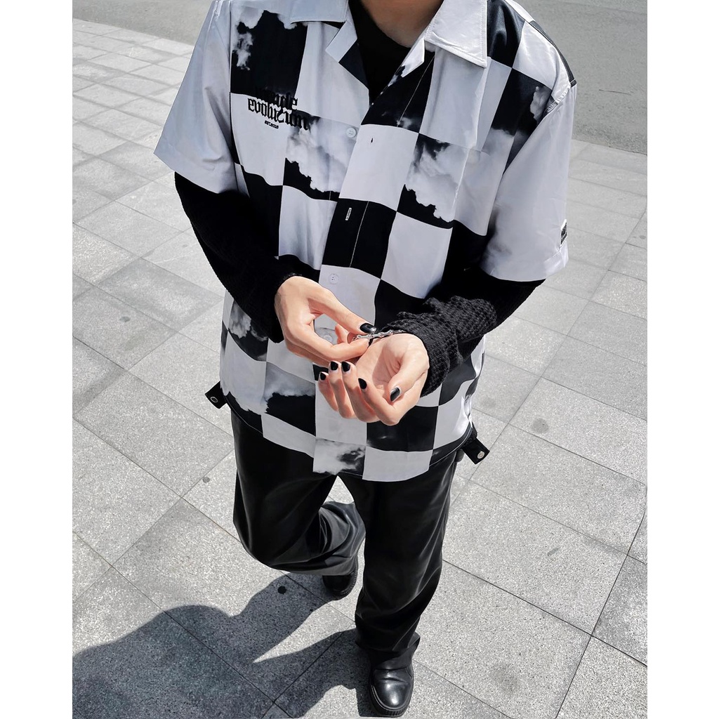 MENDE - Square Sky Shirt Xám - áo sơ mi nam tay ngắn MENDE | BigBuy360 - bigbuy360.vn