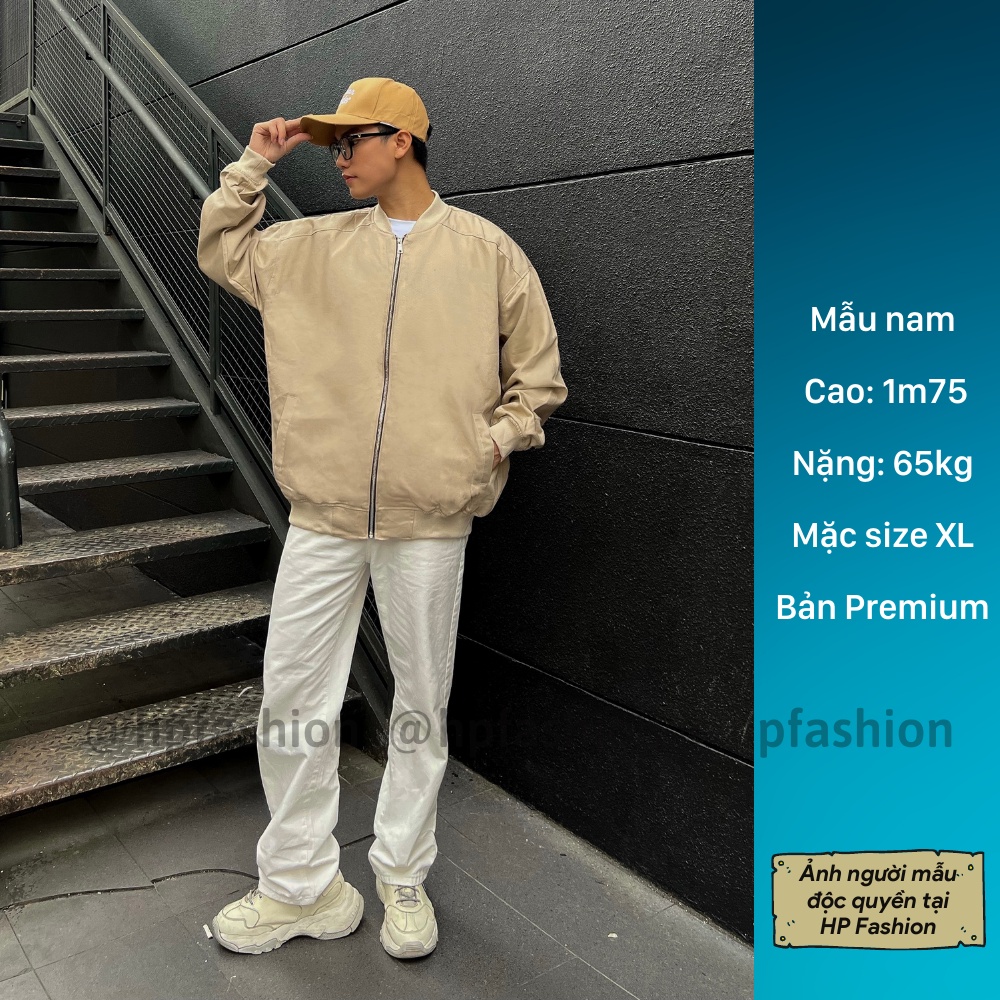 Áo khoác bomber trơn chất kaki bố cao cấp phong cách Hàn Quốc form unisex nam nữ - B02 - Happy Style