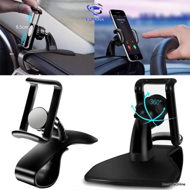 Kẹp Điện Thoại Trên Taplo Ô Tô - Giá Đỡ Điện Thoại Cài Taplo Xe Hơi Xoay 360 Độ Cao Cấp