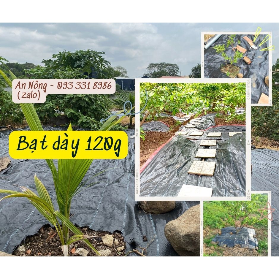 Tấm Bạt Phủ Gốc Cây Chống Cỏ Mọc 1m x 1m - Dày 120g/m2  Bạt Phủ Đất Chống Cỏ Với Độ Bền 6-8 Năm