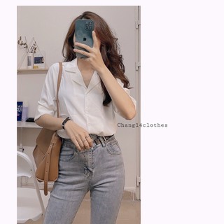 Áo sơ mi lụa cổ vest