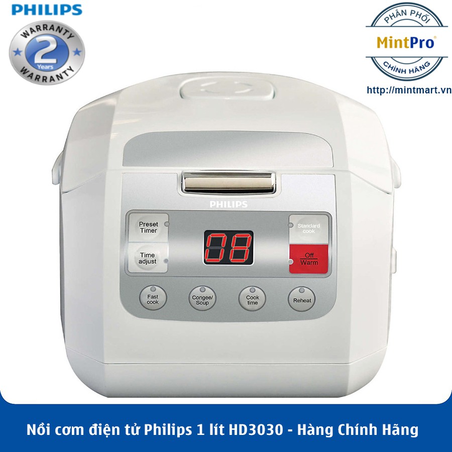 Nồi cơm điện tử Philips 1 lít HD3030 – Hàng Chính Hãng – Bảo Hành 2 Năm Toàn Quốc