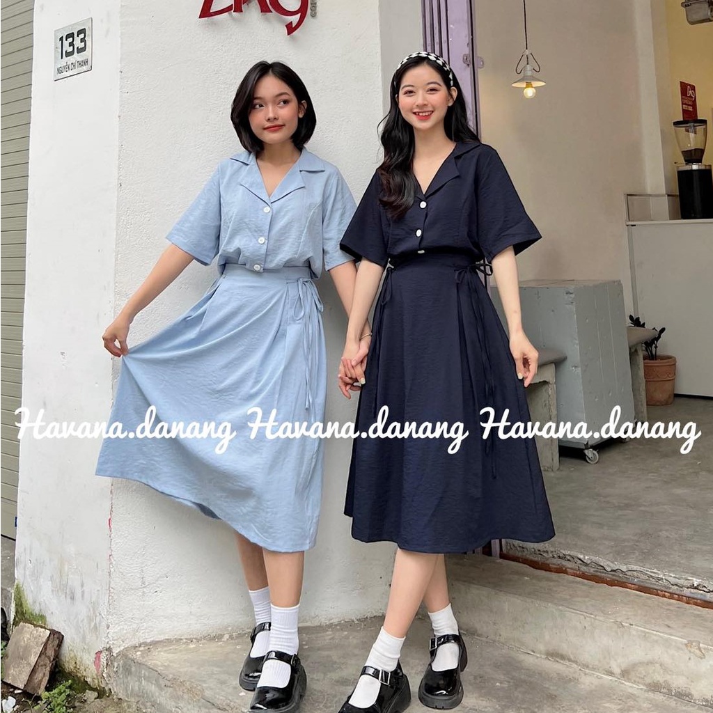 Set Sơ Mi Chân Váy Đũi ? [ Ảnh Thật / Freeship ] ? Chân Váy Có Chun Ae59