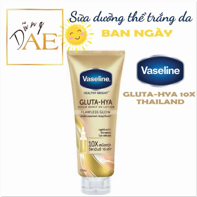 Sữa Dưỡng Thể Trắng Da Ban Ngày Vaseline Gluta-Hya 10X Thái lan 330mL