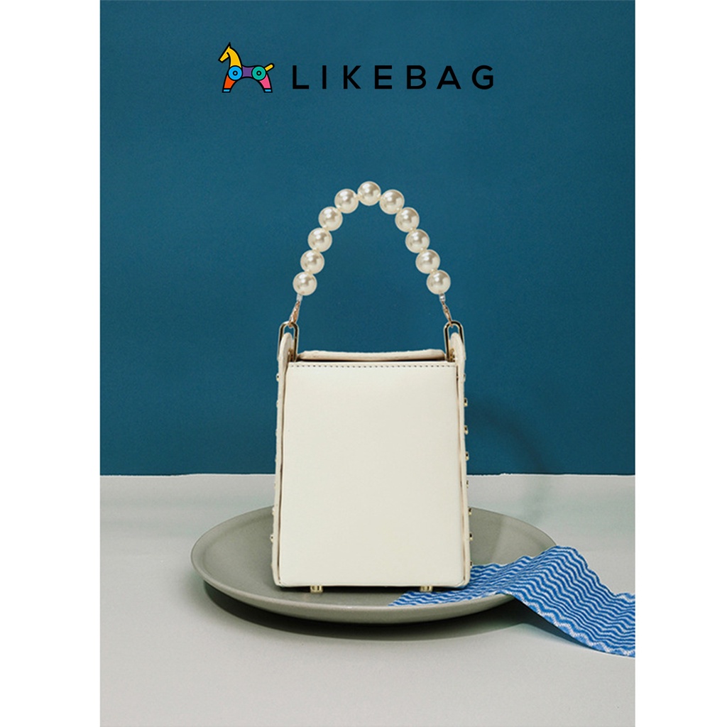 Túi xách nữ đeo vai, cầm tay LIKEBAG form vuông mini phối ngọc trai sang trọng XK289 - LIBAGI