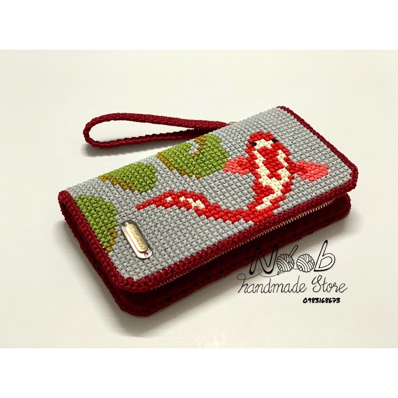 Thành phẩm và set phụ kiện làm ví cầm tay đan móc len handmade