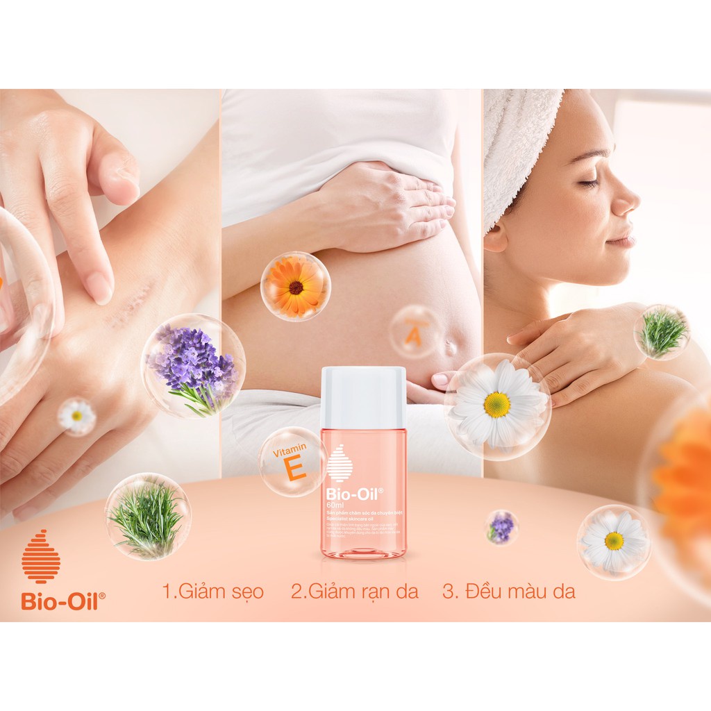 Bio Oil - serum dưỡng da, chăm sóc da. Giảm rạn da và làm mờ sẹo. Thích hợp cho làn da bà bầu