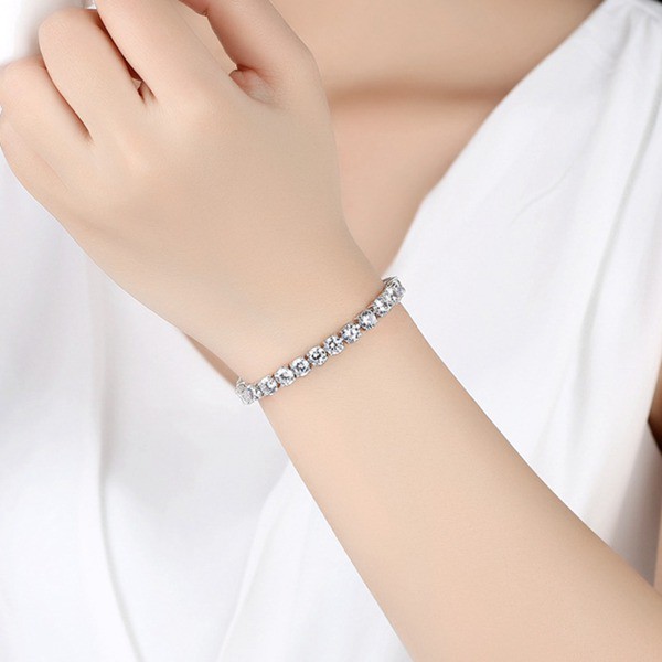 Vòng tay khóa kẹp dạng chuỗi hạt lập phương bằng kim loại đồng/đồng thau đính hàng đá zircon | BigBuy360 - bigbuy360.vn