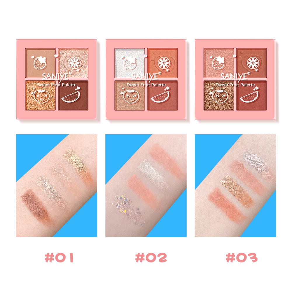 Hộp phấn mắt má hồng SANIYE E0345 bốn ô mềm mịn lung linh 4.5g | BigBuy360 - bigbuy360.vn