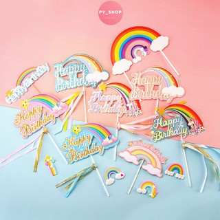 Thẻ cắm Happy birthday siêu đẹp trang trí bánh kem, set cắm bánh