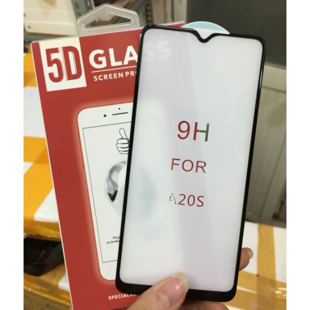 Kính cường lực Galaxy A20S full toàn màn 5D xịn bảo vệ mặt máy tốt, tặng kèm phụ kiện dán