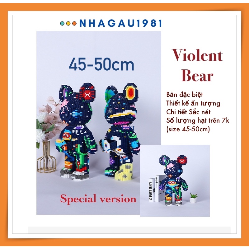 Đồ Chơi Lắp Ráp Mô Hình Bearbrick Lớn 45cm 50cm Tặng Đèn Led Tặng Búa Inox Lắp Ráp Shop Nhagau1981