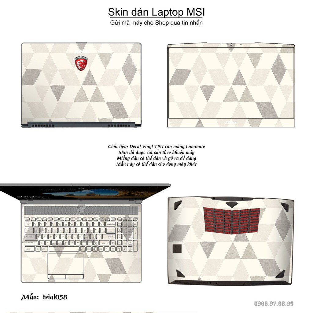 Skin dán Laptop MSI in hình Đa giác _nhiều mẫu 10 (inbox mã máy cho Shop)