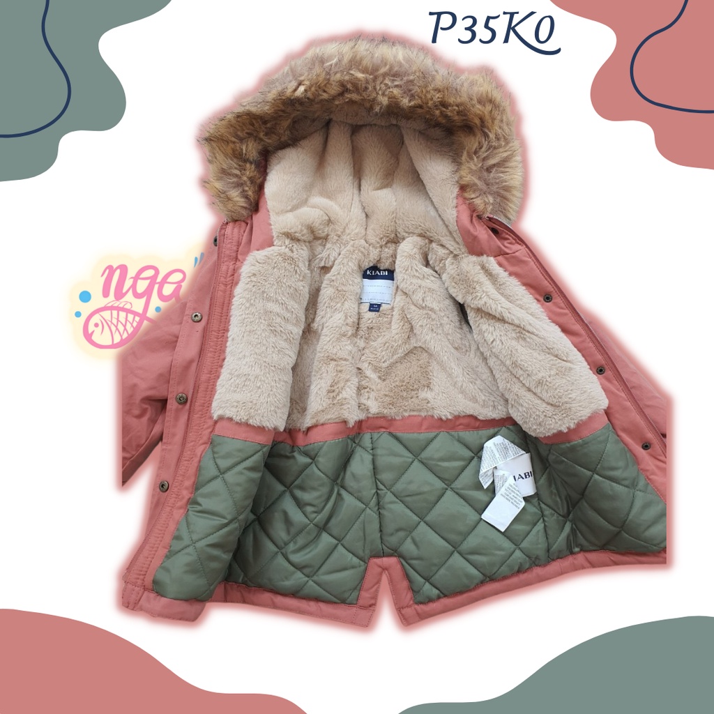 Áo parka lót lông Kiabi ấm cho bé trai, bé gái (form nhỏ) - Nga Fish - P35K0