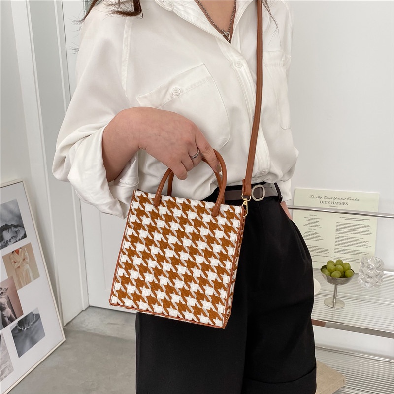 Túi Xách Nhỏ Họa Tiết houndstooth 2022 Thời Trang Mùa Xuân Cho Nữ