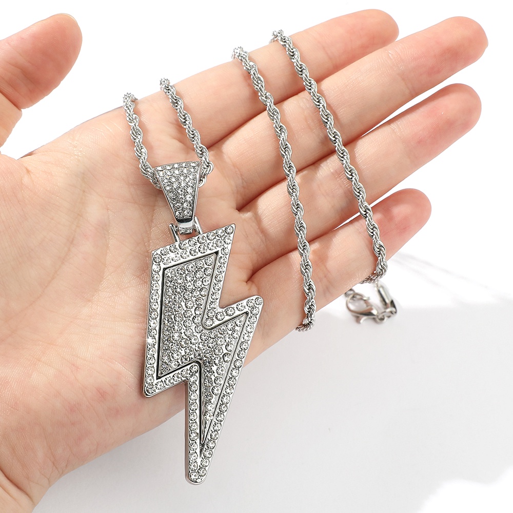 Dây chuyền mặt hình tia chớp đính đá zircon thời trang cho nam