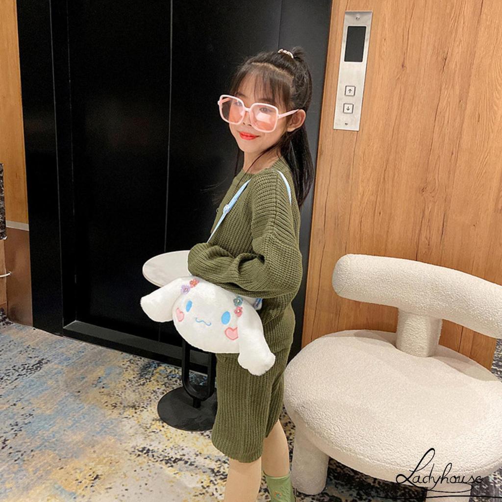 Túi đeo chéo vai hình chú chó/thỏ hoạt hình nhồi bông dễ thương cho bé gái