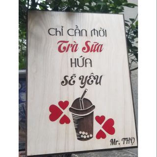 Tranh gỗ treo tường quán trà sữa