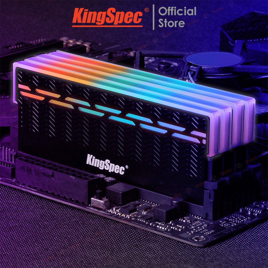 RAM KingSpec 8GB / 16GB DDR4 2666MHz / 3200MHz Gaming tản nhiệt LED RGB , cho PC máy tính để bàn | KS-P Series - Hàng Ch