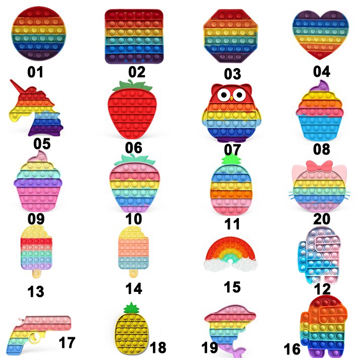 Mặc gì đẹp: （Hà nội）Push Pop It Fidget Toy Rainbow Color Finger Pressure Bubble SensoryToys đồ chơi Bóp bong bóng thư giãn xả stress