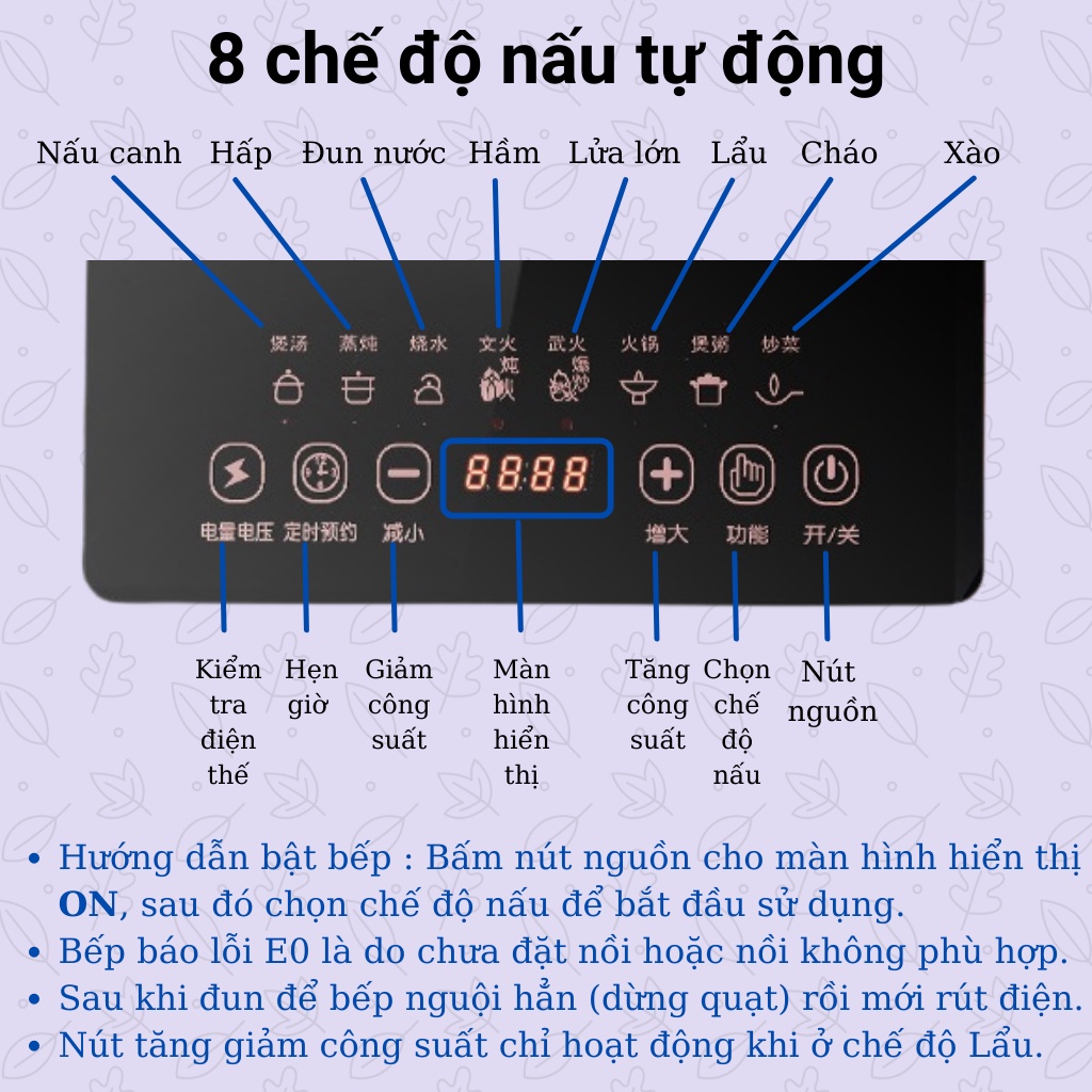 Bếp từ đơn, bếp điện từ đơn mặt kính chịu lực XIAOBAWANG công suất 2200w
