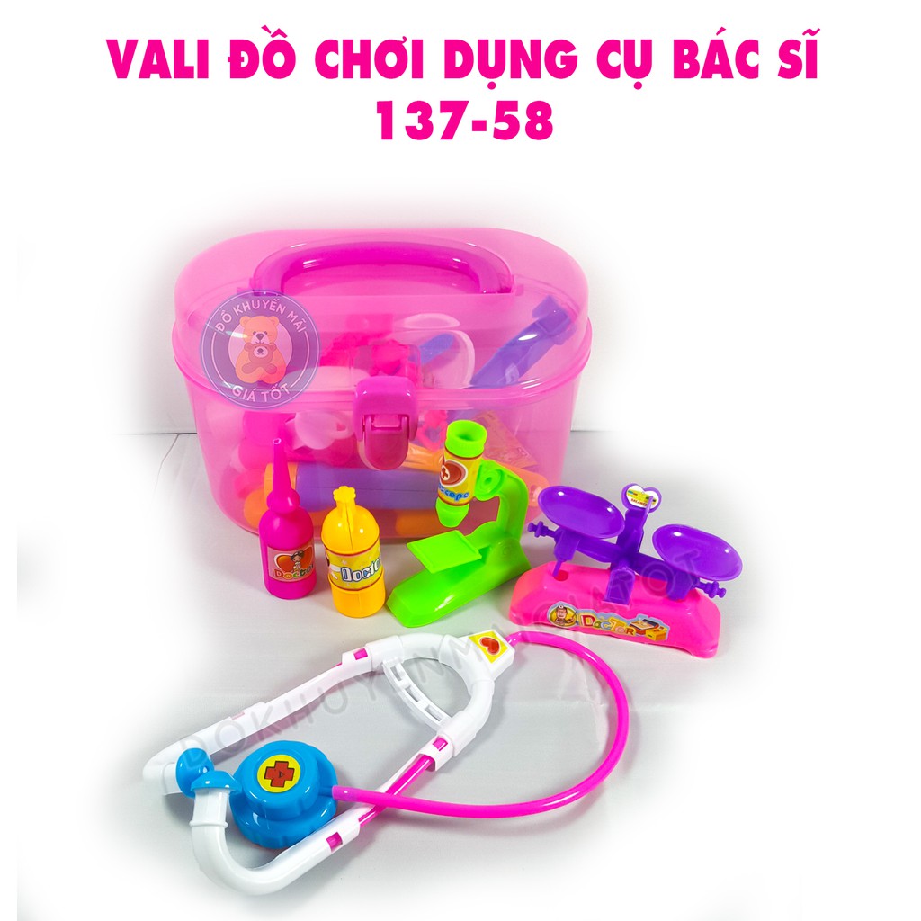 Bộ đồ chơi vali bác sĩ cho bé gái 18 chi tiết màu hồng 137-58 - Đồ khuyến mãi giá tốt