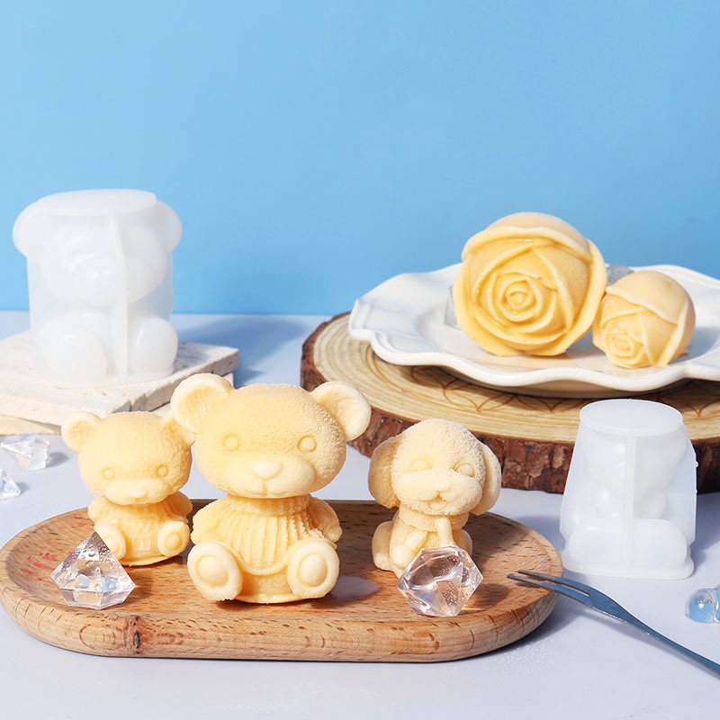 Khuôn Silicone Làm Đá Hình Gấu 3D