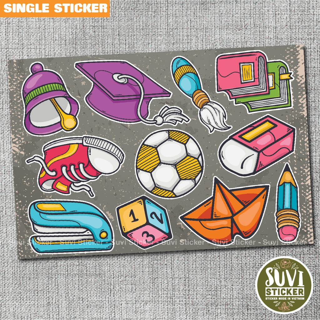 Single Sticker - Hình dán School chống nước sticker dán laptop, điện thoại, đàn guitar, mũ bảo hiểm, vali. SG08