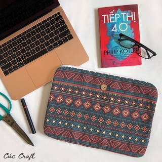 Bao Laptop/ Macbook chống sốc 13' - Thổ cẩm đen - Cúc Craft