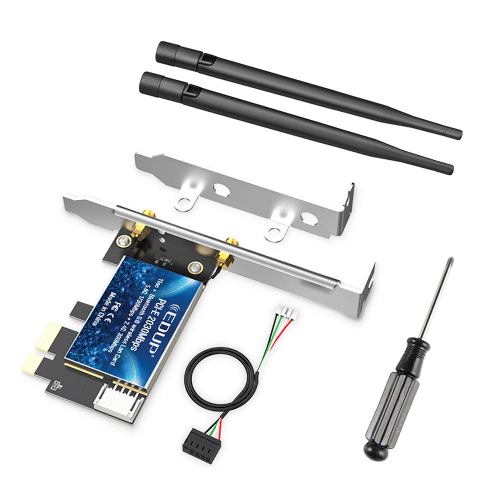 Card mạng không dây 2.4Ghz 5Ghz tích hợp Bluetooth 5.0 Cổng PCI-E 2 * 5dBi ăng-ten kép hỗ trợ hệ thống win10 64-bit | BigBuy360 - bigbuy360.vn