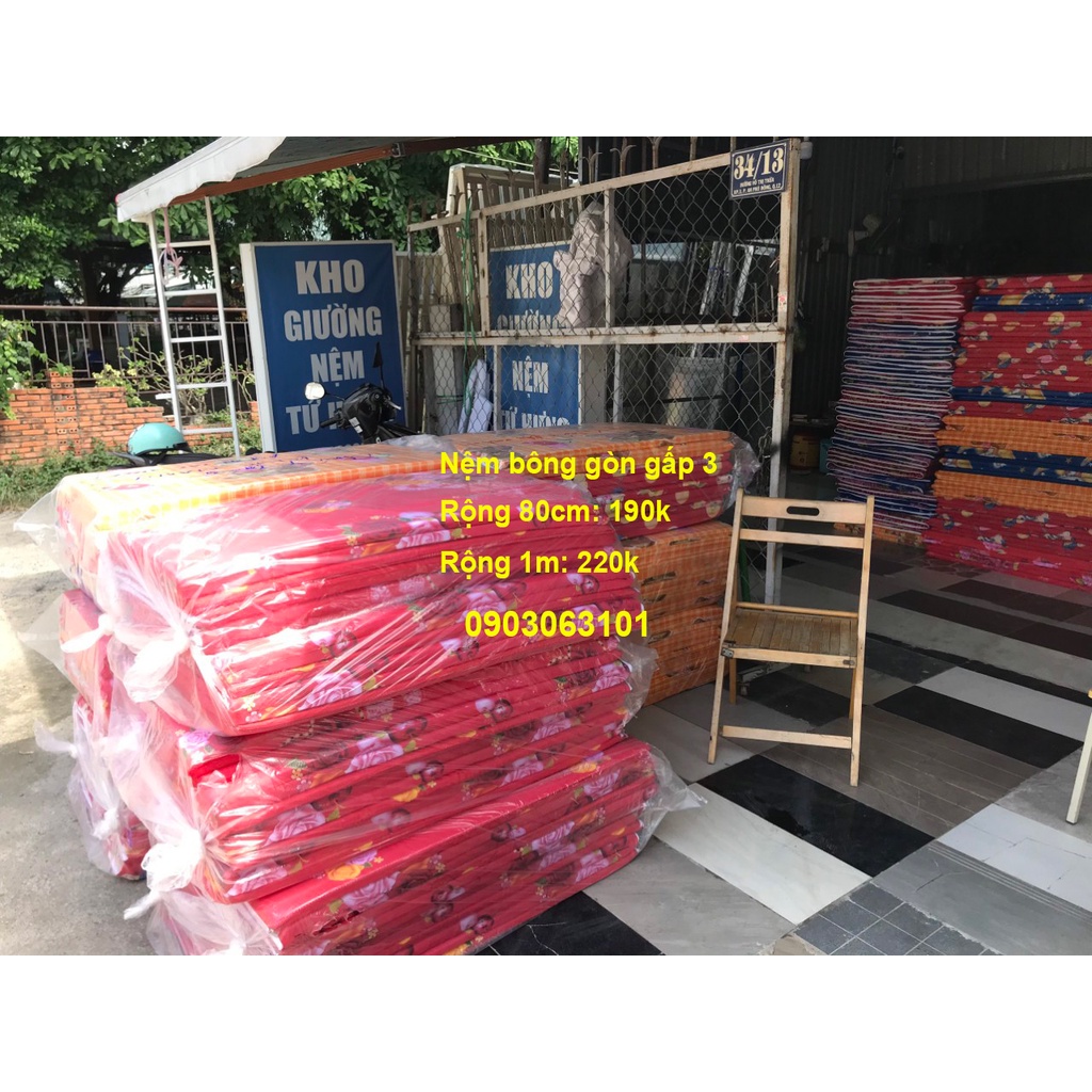 Nệm Bông Gòn Ép Gấp 3 Rộng 80cm Mã 80D25
