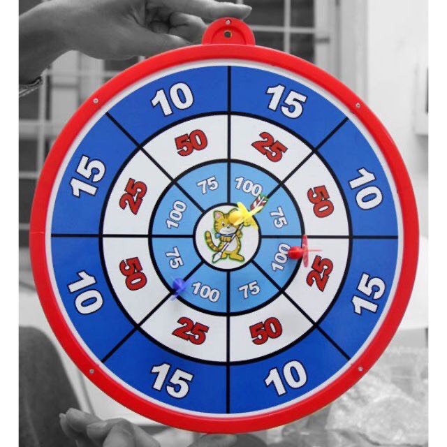 Bộ Trò Chơi Phóng Phi Tiêu 1 Bia 3 Tiêu đường kính 30cm Dùng Được Cả 2 Mặt