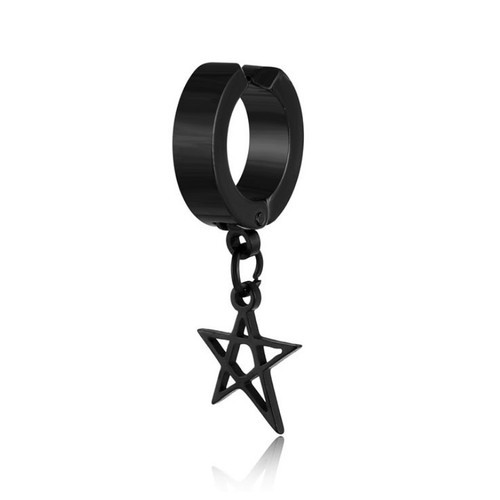 Bông Tai Nam Loại Kẹp Ko Cần Bấm Lỗ Tai Ngôi Sao Tòn Ten Titan Ko Đen TT 2596