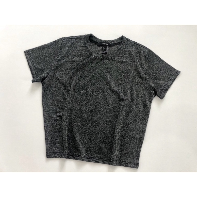 Áo croptop ôm thun kim tuyến ánh nhũ trơn màu