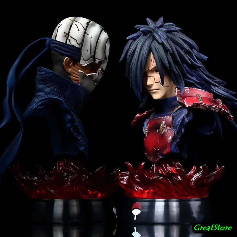 ( Sẵn ) Mô hình tượng bán thân Uchiha Madara và Uchiha Obito trong Anime Naruto 16cm