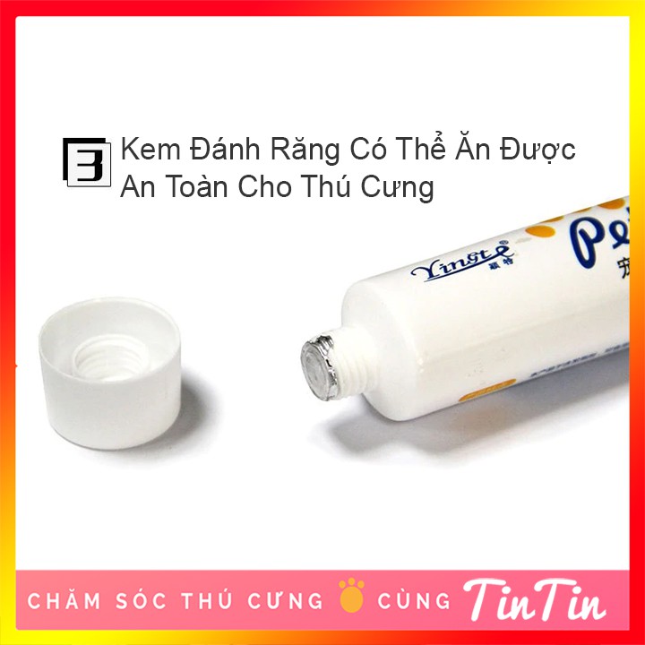 Bộ Kem Đánh Răng Kèm Bàn Chải Cho Chó và Thú Cưng Tuýp 100g #Tintin Pet Store