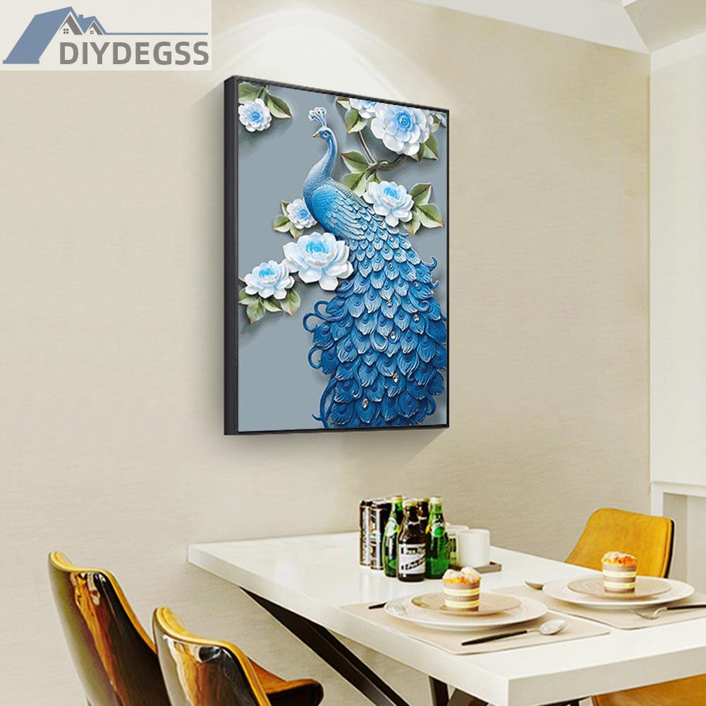 Bộ Tranh Đính Đá 5d Hình Chim Khổng Tước DIY Tự Hoàn Thiện Tại Nhà