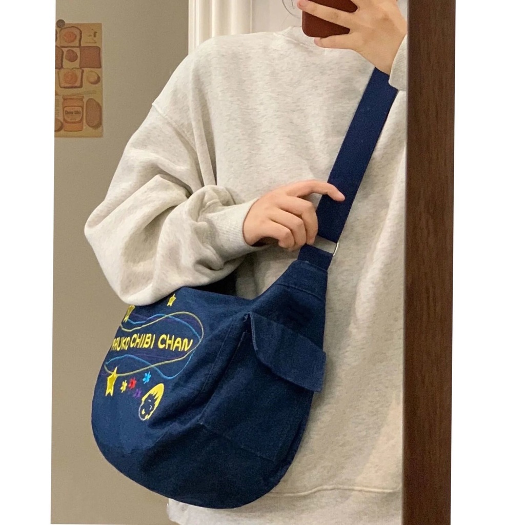 Túi Xách Canvas Cỡ Lớn Đựng Điện Thoại In Hình Maruko Thời Trang Cho Nữ