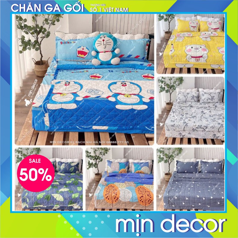 Chăn Ga Gối Nệm Cotton 3D 😻 FREESHIP ❣️ MÃ GIẢM GIÁ 5K [DRAP GIUONG]-Bộ Chăn Hè Trần Bông Chất Liệu Poly Cotton Mềm Mịn