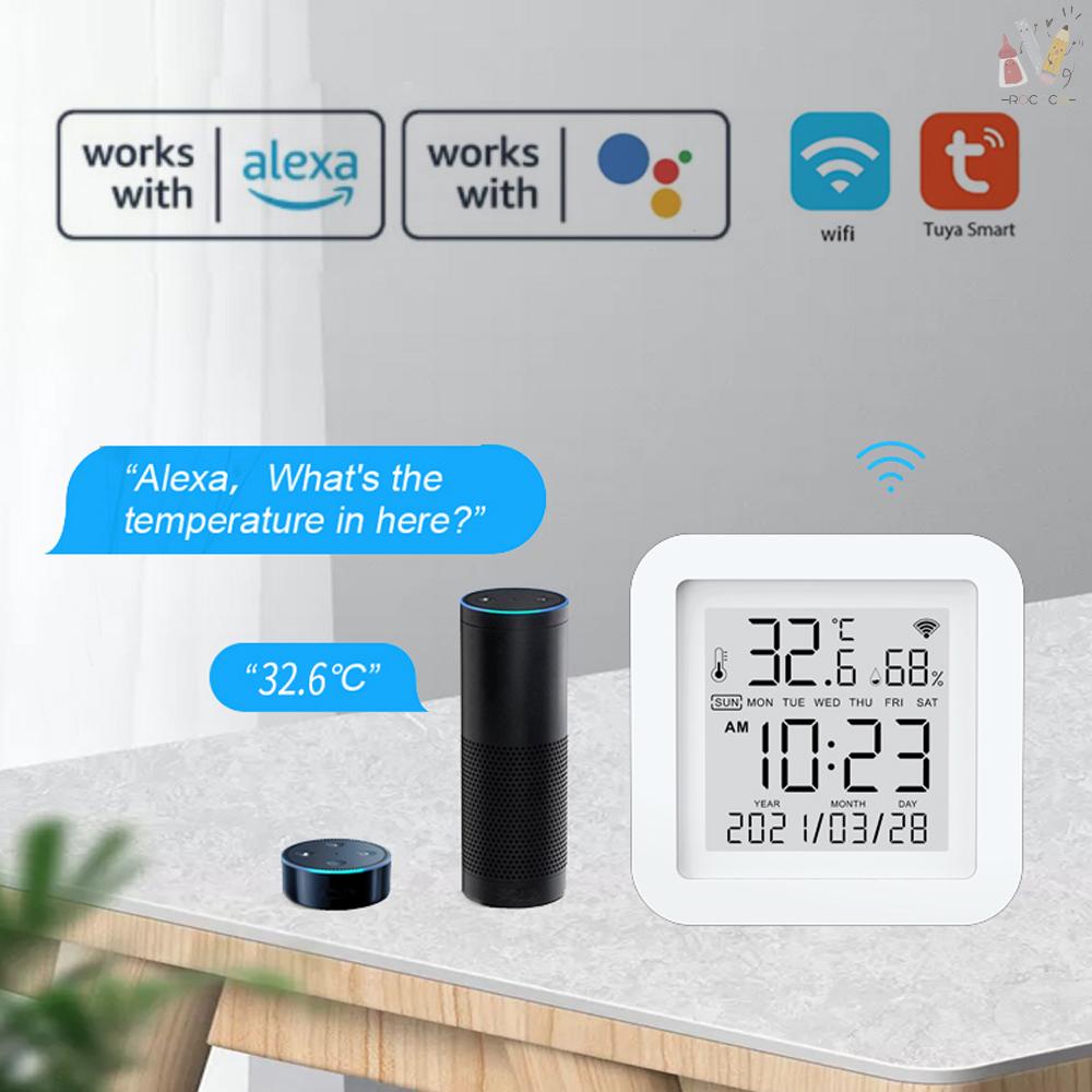 Cảm biến thông minh Tuya WiFi LCD USB °F / F°Cảm biến nhiệt độ / độ ẩm thông minh cho Alexa Google Home