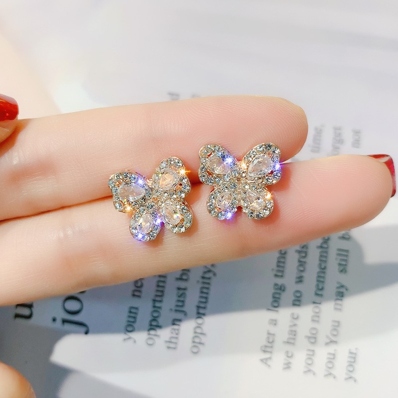 BÔNG TAI BẠC 925 HÌNH BƯỚM ĐÍNH ĐÁ - MELY 1249